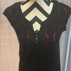 DKNY Jeans Dress Black lace w/ red lining. Size S